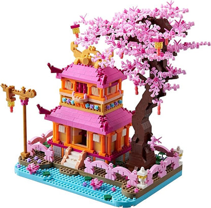 DIY Sakura Tree House Micro Building Blocks Set for Women Adult Japanese Cherry Blossom Treehouse Ideal Gift for Teens Ages of 14+ and Lover - Living Room and Office Decorative Items 1810PCS