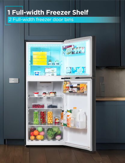 BLACK+DECKER 10 Cu. Ft. Top Mount Refrigerator with Freezer, 2 Door Refrigerator with Top Freezer and Adjustable Temperature Control, ENERGY STAR,BR1000HB, Black