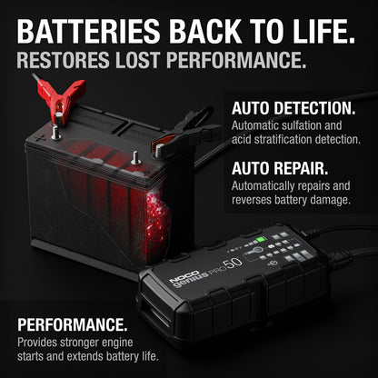 NOCO GENIUSPRO50: 50A 6V/12V/24V Professional Smart Battery Charger – Maintainer, Desulfator & Power Supply with Overcharge Protection & Thermal Compensation – for Lead-Acid & Lithium Batteries