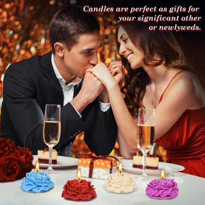 SUPXYC 4PCS Low Temperature Candles, Low Heat Body Safe Candles Wax Play for Adult, Romantic Wax Play Candles, Flower Shaped Scented Candles for Couples Date Night(3.1 Inch, Flower Fluorescence)