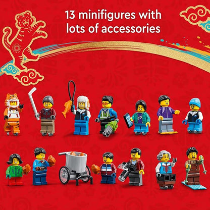 LEGO Lunar New Year Ice Festival 80109 Building Kit Gift Toy for Kids Aged 8 and Up Building Set Featuring a Detailed Winter Scene Chun Ice Sculpture 13 Minifigures and More (1519 Pieces)