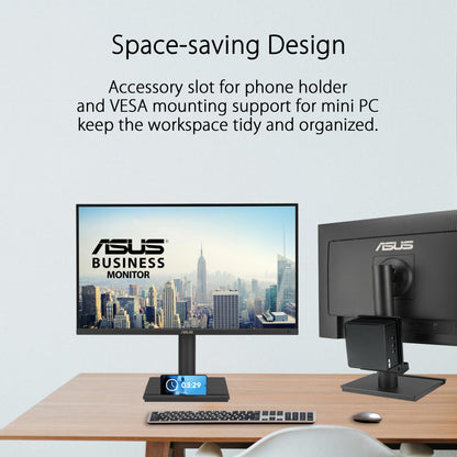 ASUS 27” 1440P USB-C RJ45 Docking Monitor (BE27ACGN) – QHD (2560x1440), IPS, 120Hz, Frameless, Speakers, Height Adjustable, DisplayPort Daisy-Chain, Power Sync, Eye Care, 3 yr Warranty