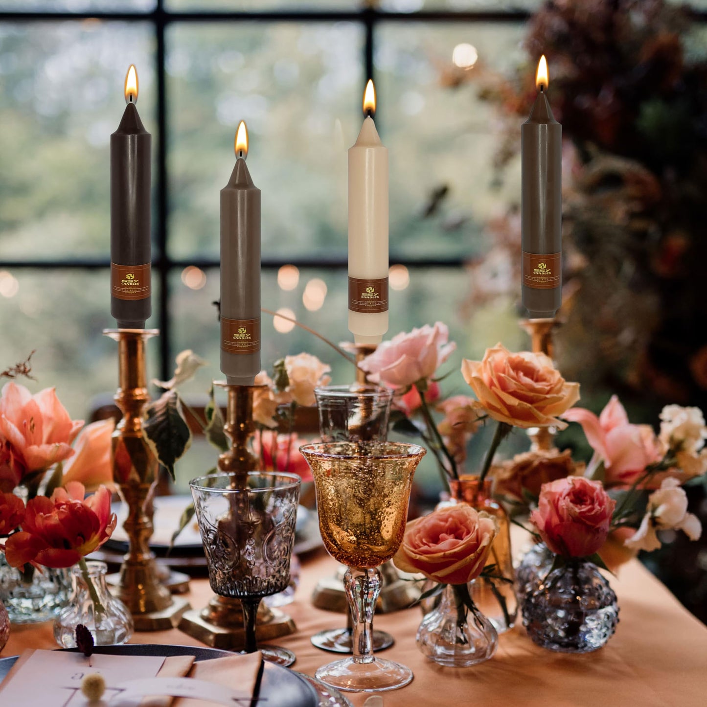 Autumn Candle Dinner Candle Unscented 4 PCS Gradient Coffee Candles Sticks 7 inch Tapered Candles Sticks for Home Holiday Wedding Party Decoration