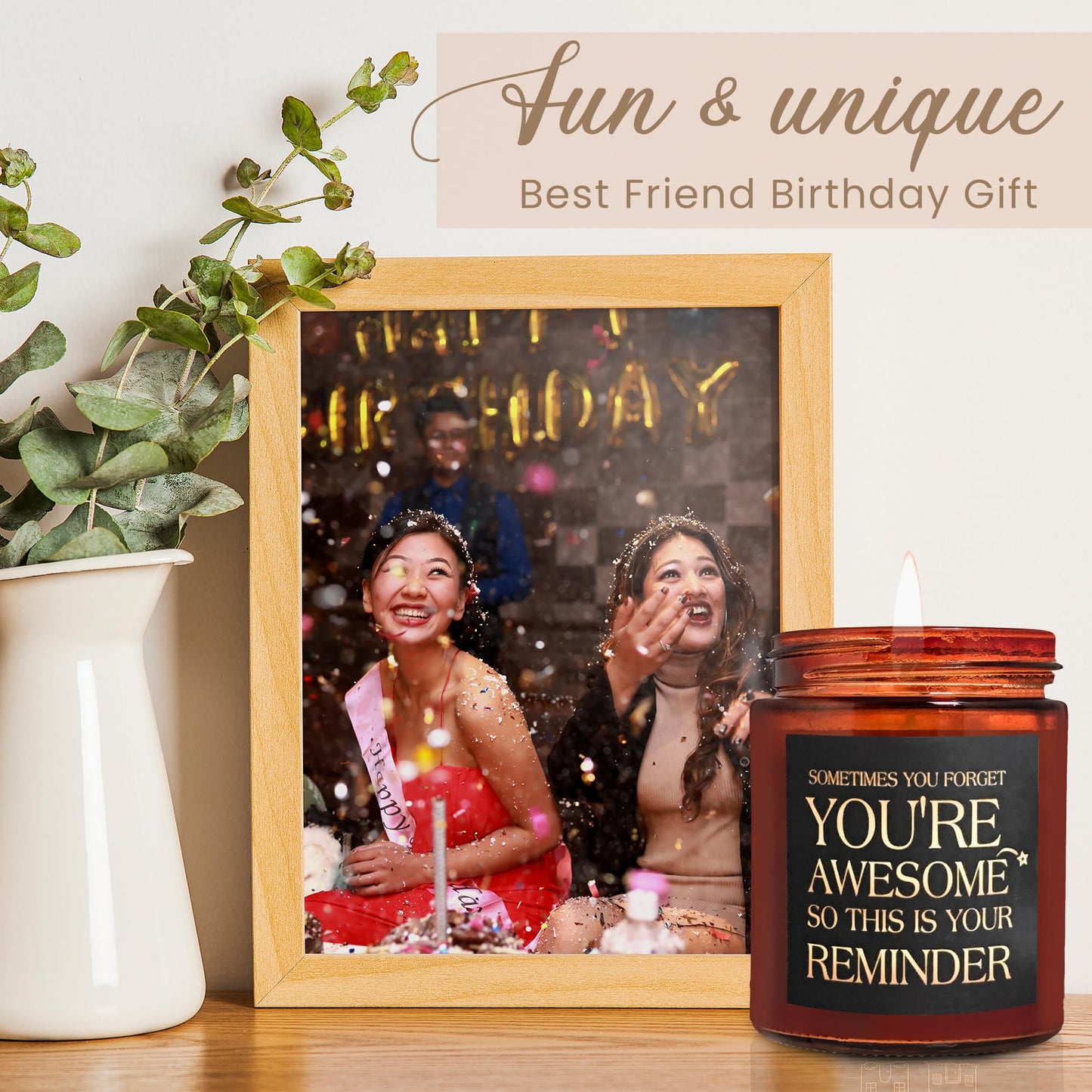 Briojoy Gifts for Women Men - Inspirational Relaxing Stress Relief Candle - Friendship, Birthday Gift for Her Sister Wife Girlfriend Best Friend Coworker - You're Awesome Natural Soy Candle for Home