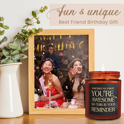 Briojoy Gifts for Women Men - Inspirational Relaxing Stress Relief Candle - Friendship, Birthday Gift for Her Sister Wife Girlfriend Best Friend Coworker - You're Awesome Natural Soy Candle for Home
