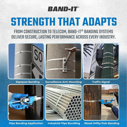 BAND-IT C00169 Standard Banding Tool – 1/4" to 3/4" Wide (0.015" - 0.030" Thick) Alloy, Galvanized & Stainless Steel Strapping Tensioner with Built-in Cutter for Industrial Applications