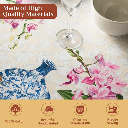 Maison d' Hermine Table Cloth Square Table 100% Cotton 54 x 54 Inches Tablecloth Reusable Decorative for Dining Kitchen Room Farmhouse Home Gifts for Mothers Day Spring Summer - Canton