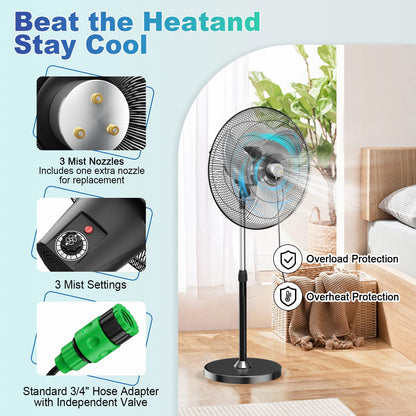 Baotree 22" Oscillating High-Velocity Outdoor Pedestal Misting Fan, 3-Speed Waterproof Outdoor Fan, Heavy Duty Industrial Floor Fans for House,Patios, Commercial, Garage, Warehouse