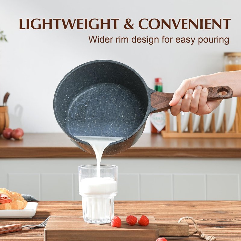 SENSARTE Nonstick Sauce Pan with Lid Saucepan Set, Swiss Granite Coating Sauce Pot Kitchen Cooking Pot, Induction Comptable, Free of Intentionally Added PFOA, 1.5 + 2.5 QT