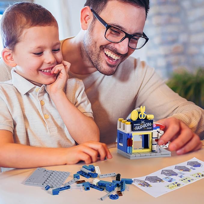 8 Packs Mini City Shop Street View Building Blocks KitMOC Construction Creative Educational Kit with Hair Salon &amp Café StoreGirls Boys Dream Toy SetChristmas Birthday Party Favors for Kids