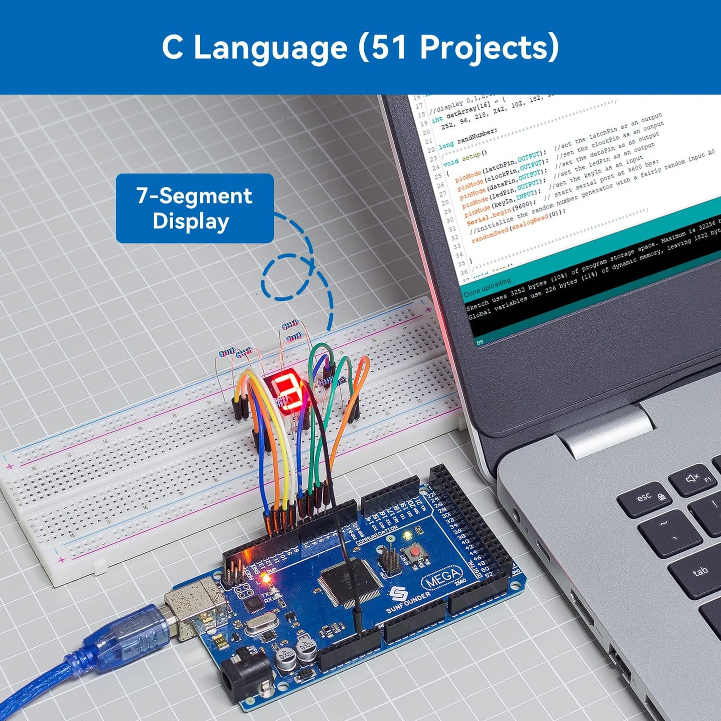 SunFounder Project The Most Complete Electronics Starter Kit Compatible with Arduino Mega 2560 R3 Mega328 Nano, 73 Tutorials Included