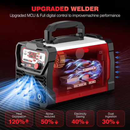 250A Mig Welder,Gasless 110V FLUX MIG/ARC/Lift TIG Welding Machine,3 in 1 Mig Welder with Synergy and IGBT Inverter,Flux Core Welder with LCD Display
