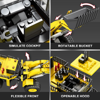 Reobrix Bulldozer Building Blocks Set for Adults with Lights 22009, RC Loader Building Toy, Remote Control City Construction Engineering Vehicle Mechanical Excavator Model Kit for Adult (1746PCS)