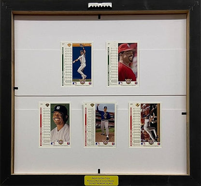 Trading Card Display Frame for 5 Standard Trading Cards -Black Moulding with Orange (White Trim) Matting