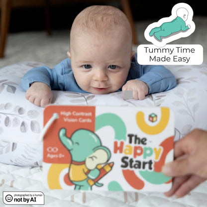 Happy Start High Contrast Baby Cards for Newborns - Black & White Cards, Water-Resistant, BPA-Free, Portable Educational Flashcards for Visual Stimulation, Award-Winning, Ages 0+(English & Vietnamese)