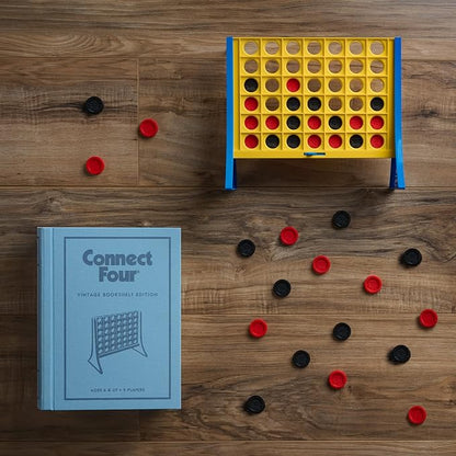 Connect Four Vintage Bookshelf Edition - 4 in a Row Game by WS Game Company Fabric-Wrapped Book Box Display Classic Strategy Tabletop Games for 2 Players Ages 6+