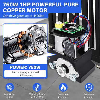 4400lb Automatic Sliding Gate Opener APP Control with 4 Remotes,750W Electric Sliding Gate Opener Automatic Motor Remote Kit with Wireless Keyboard for Sliding Gate Opener Up to 40ft