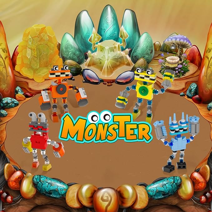 Sing Music Monsters Building Set 4 in 1 Wubbox/Epic Wubboox/Rare Wubbox/IceLizard Action Figure Toy Music Game Display &amp Interactive Collectible Great Gift for Fans Boys and Girls 6+ 349 PCS