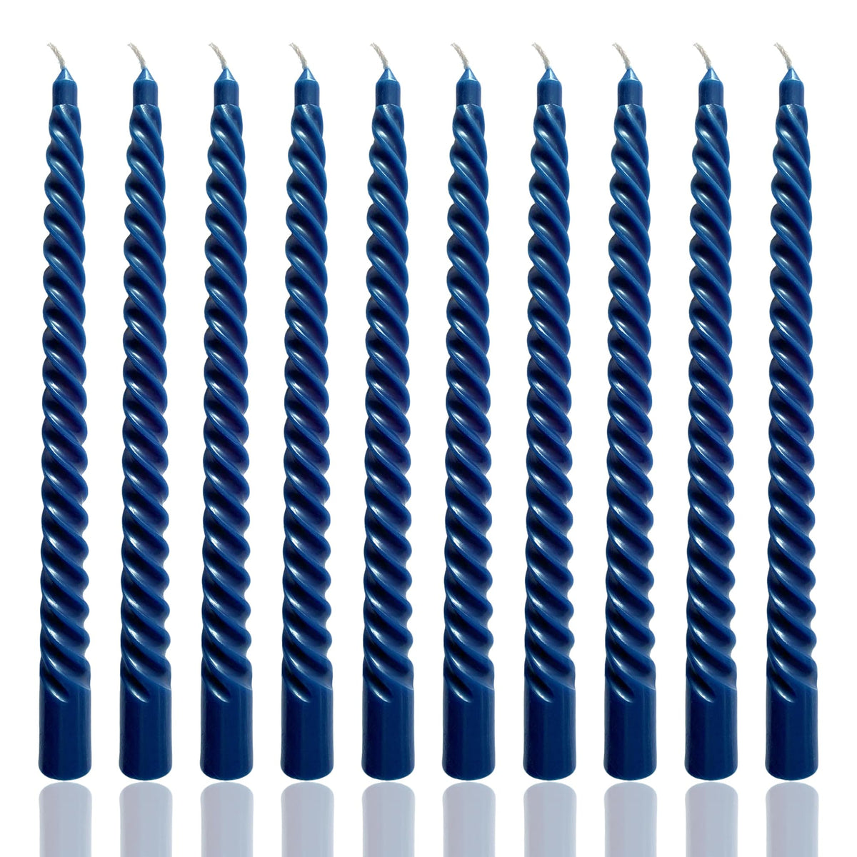 10 Inch Navy Blue Taper Candle Set, 10 Pack Unscented Dripless Candlesticks for Family Dinner Parties Home Decoration Picnic
