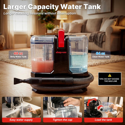 Shop-Vac Portable Carpet Cleaner Machine with 212℉ Steam & Heating System, 4 Cleaning Modes Upholstery Cleaner with Versatile Tools for Car, Rug, Couch, Bathroom, Kitchen Messes, 5430270