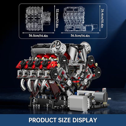 Mould King V8 Engine Toys Building Sets Model Engine Kit for Adults Engine MOC Scale Model with Motor 10130 STEM DIY Building Kits That Works Set for Aged 14+ (2718 Pieces)