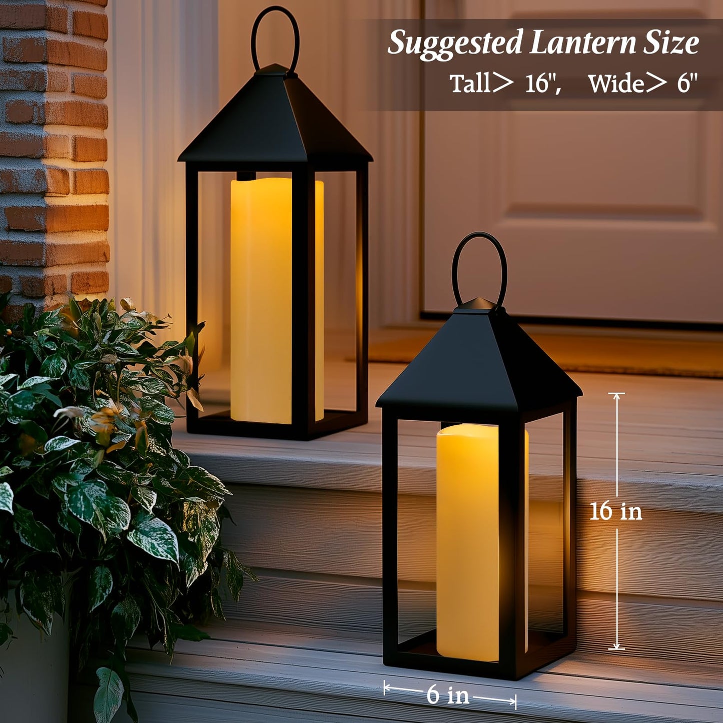 Yongmao 4" x 14" Ivory Large Waterproof Outdoor Flameless Candles Battery Operated LED Flickering Pillar Candles with Remote and Timer for Indoor Outdoor Lanterns, Long Lasting, Set of 2