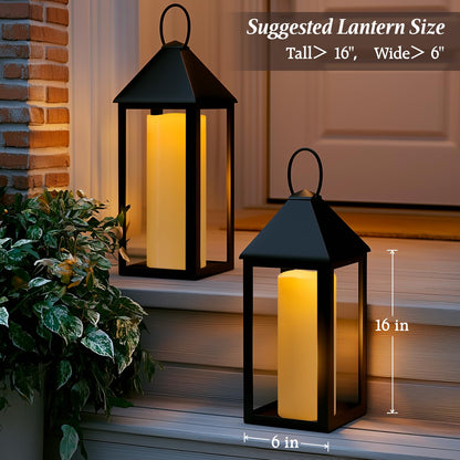 Yongmao 4" x 14" Ivory Large Waterproof Outdoor Flameless Candles Battery Operated LED Flickering Pillar Candles with Remote and Timer for Indoor Outdoor Lanterns, Long Lasting, Set of 2