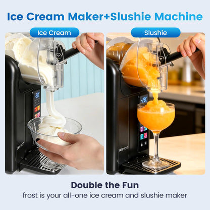 LEEVOT Slushie Machine & Soft Serve Ice Cream Maker 2 in 1, Frozen Drink Machine with Quicool Technology, 6 Presets, Child Lock, Self-Cleaning, Margarita Slush Daiquiri Machine for Home, 120V 60HZ