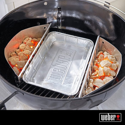 Weber Aluminum Drip Pans 10‑Pack – Disposable Foil Pans for Indirect Cooking, Catching Drippings, Ideal for Roasts, Turkeys & Gravy Drippings - Compatible with Weber Gas Grills