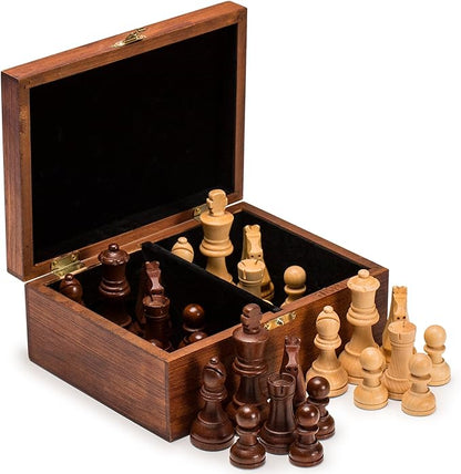 Husaria Staunton Tournament No. 5 Chessmen with 2 Extra Queens and Wooden Box 3.5-inch Kings