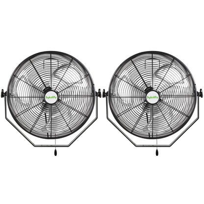 hykolity 4300 CFM 18 inch Industrial Wall Fan, 3-Speeds High Velocity Wall Mount Fan with Sealed Motor, Heavy Duty Metal Barn Fans for Shop, Garage, 2 Pack