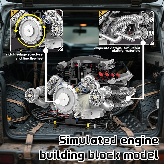 Mini V8 Engine Model Kit Building Sets That Runs Technic with Motor APP Control &amp Light Collectible Mechanic Engineering for Adults Boys 14+