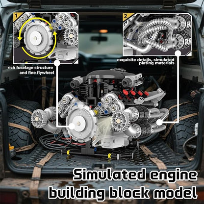 Mini V8 Engine Model Kit Building Sets That Runs Technic with Motor APP Control &amp Light Collectible Mechanic Engineering for Adults Boys 14+