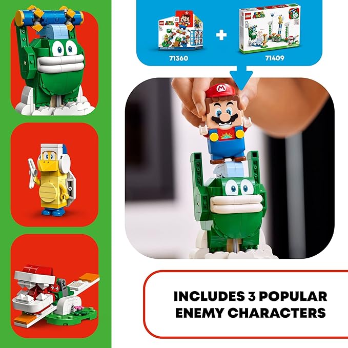 LEGO Super Mario Big Spike’s Cloudtop Challenge Expansion Set 71409 Collectible Toy for Kids with 3 Figures Including Boomerang Bro and Piranha Plant