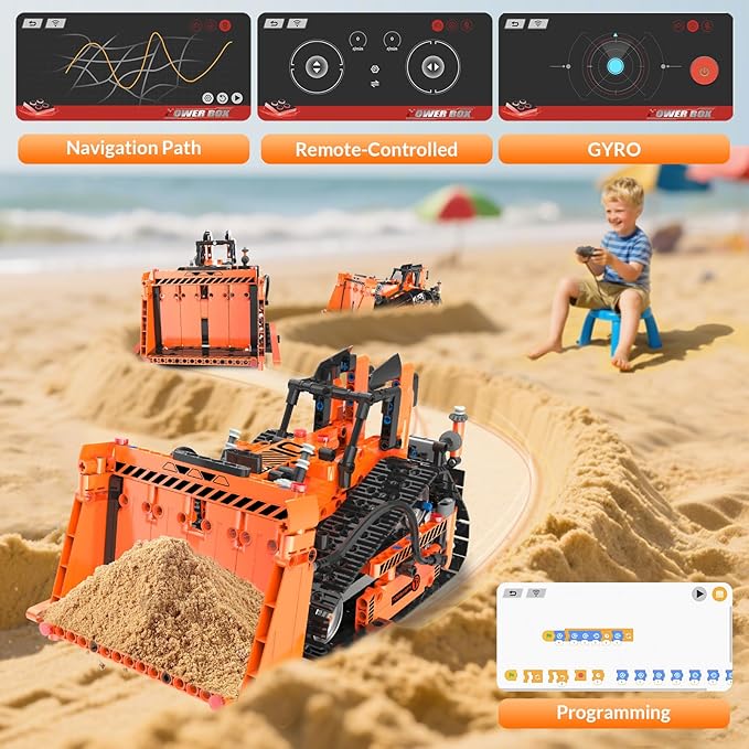 5in1 STEM Building Kits for Kids STEM Building Toys for Kid Remote &amp APP Controlled Excavator/Crane/Bulldozer/Road Roller/Dump Trucks Building Blocks Set for Boys Girls Birthday Xmas Idea Gifts