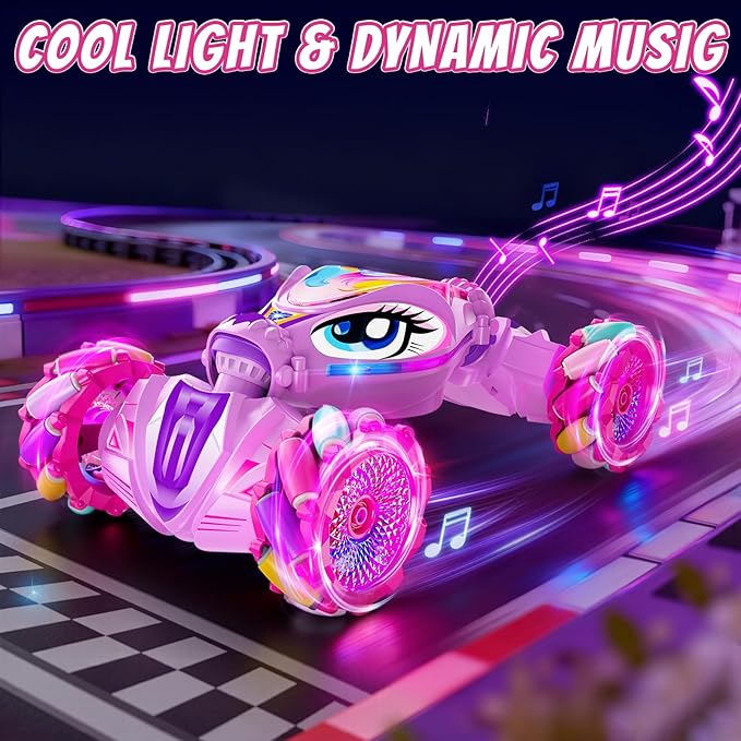 Unicorn Gesture Sensing RC Stunt Car Remote Control Car for Girls 360°Rotation &amp 2.4GHz RC Cars with Light &amp Music Barbie Style Toy for Girls Age 6-7 8-12+ Years Old Birthday Gift Idea