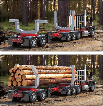 Xbert Logging Trucks Building Block Sets Wood Transport Timber Truck Farm Tractor Trailer Model Vehicles Toys Gift for Boys