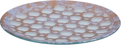 Pavilion - Bronze And Purple Sponge Patterned Frosted Glass Rounded Jar Candle Tray, 7.25 Inch