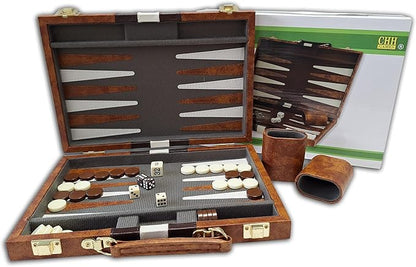 CHH 18 Brown and White Backgammon Set