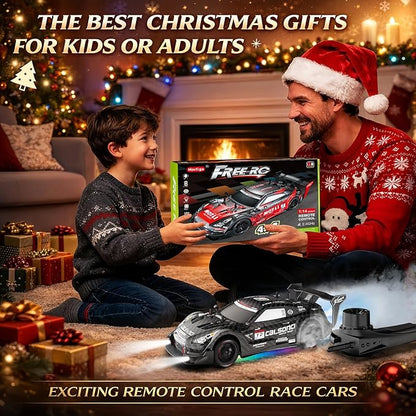 Remote Control Car RC Drift Car 1:16 Scale 4WD RC Vehicle with LED Lights 2.4GHz 30km/h RTR High Speed Racing Sport Toy for Adults Boys Girls Kids Gift 2Pcs Rechargeable Battery