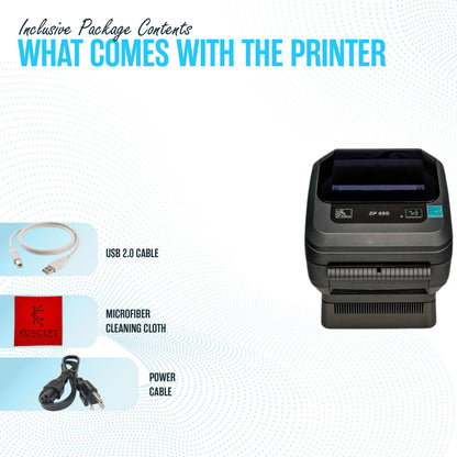 ZP450 Zebra Direct Thermal Label Barcode Printer with USB 2.0 Cable & 3 Prong Cord - USB, Serial and Parallel Connectivity 203 DPI (Renewed)