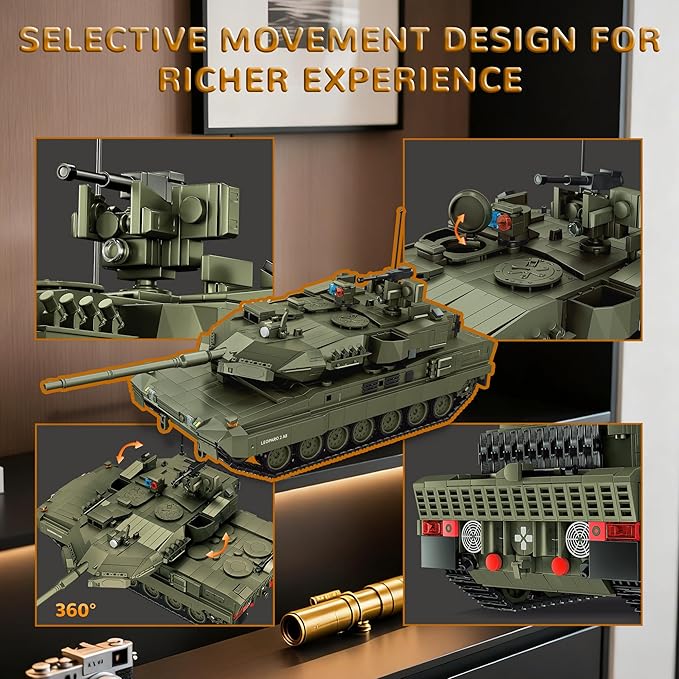 Leopard 2 A8 Army Tank Building Sets Military Vehicles Model Kits Collectible for Boys Adults - 2306Pcs