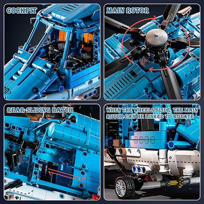 Powered Military Helicopter Building Blocks Set – 1521PCS Army Aircraft Bricks Model with Motor-Driven Rotors Power Module &amp Mechanical Gear System – STEM Engineering Toy for Boys Teens &amp Ad
