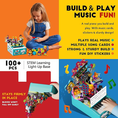 STEM Piano Music Building Block Set with Light &amp Sound Real Playable Building Toys for Kids Ages 6+ Birthday Gift &amp Room Décor DIY Creative Toys for Kids &amp Adults