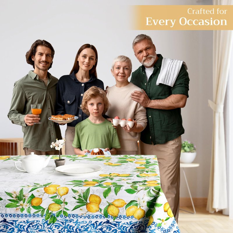 Maison d' Hermine Table Cloth Rectangle Table 100% Cotton 60 x 90 Inches Tablecloth Reusable Decorative for Dining Kitchen Room Farmhouse Home Gifts for Mothers Day Spring Summer - Cedrat