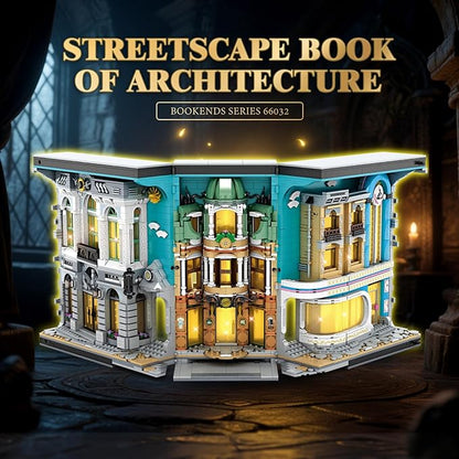 Reobrix Book Nook Building with Light Streetscape BookNook Building Kit 66032 for Bookshelf&ampHome Decor 2899 PCS Bookend Model Toy Gift for Adults 14+