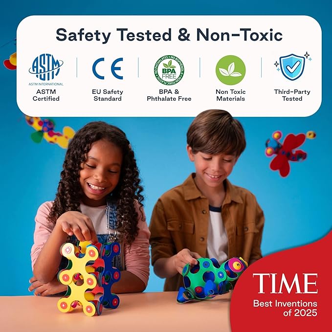 Clixo Sparkle Pack – 34-Piece Magnetic Building Set with Holographic Patterns | Create Necklaces Bracelets &amp Headpieces | Flexible STEAM Toy for Kids Ages 6+