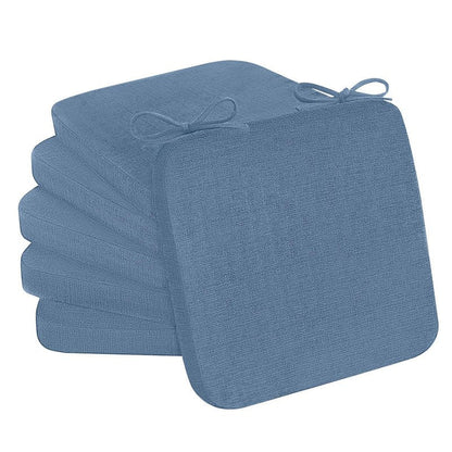 Cozyide Chair Cushions for Dining Chairs, Square Chair Pads with Ties and Non-Slip Bottom, Kitchen Chair Cushions 4 Pack, 16" x 16" x 2", Blue