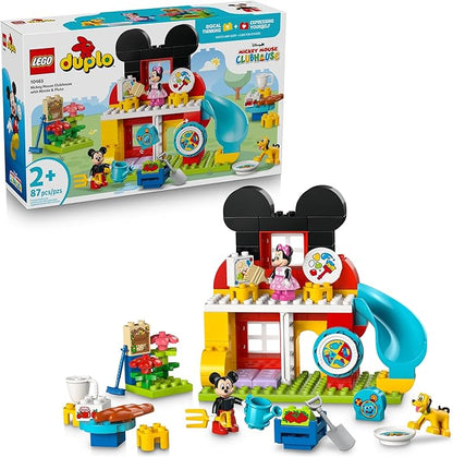 LEGO DUPLO Disney Mickey Mouse Clubhouse with Minnie &amp Pluto Building Toy - Fine Motor Skill Toy for Toddlers Ages 2+ - Mickey Mouse Toy for Boys &amp Girls - Birthday Gift for Kids - 10465