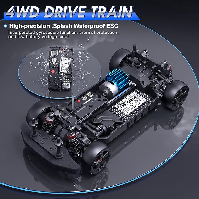 HAIBOXING 2197 RC Drift Cars 1/18 Scale High Speed Performance with Gyro 2.4GHz Remote Control Cars 28 KM/H RTR for Kids and Adults Electric Powered 4WD RC Rally Car with 2 Rechargeable Batteries